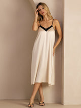 [Risbeige] SilkSilky-DK V Neck Kjole 005