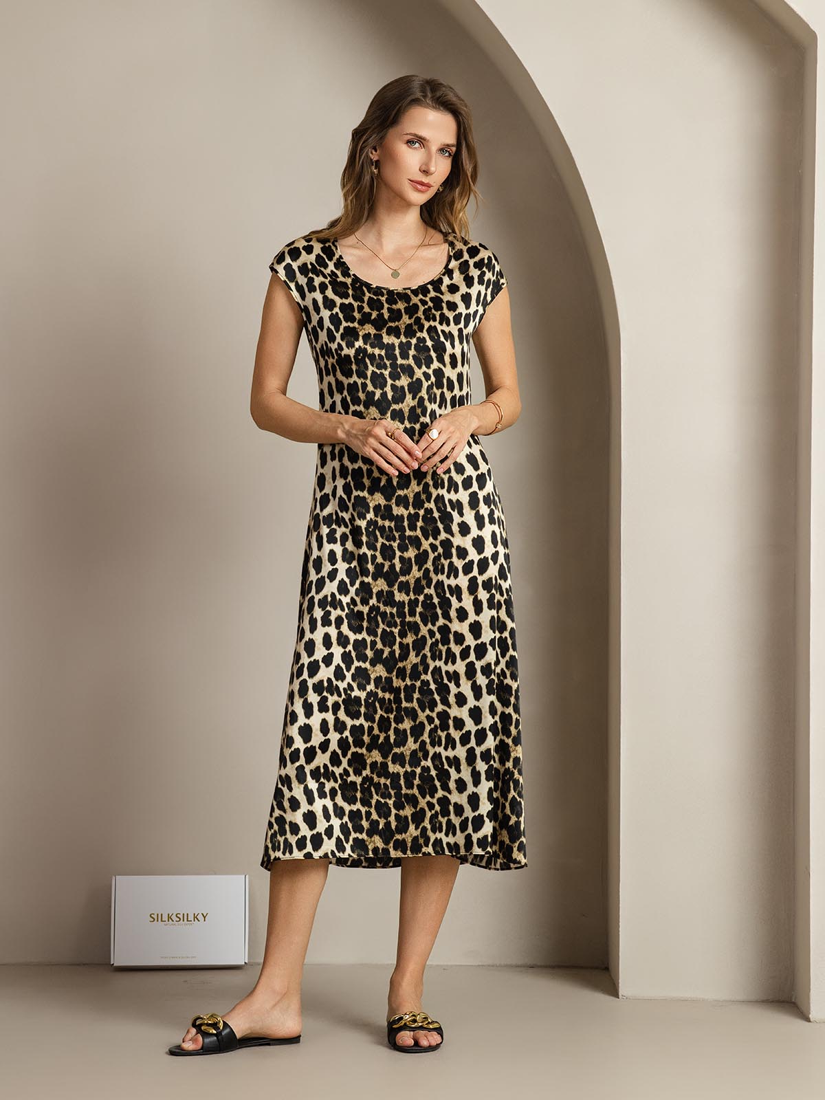 [Leopard] SilkSilky-DK 19Momme Silke Dress 006