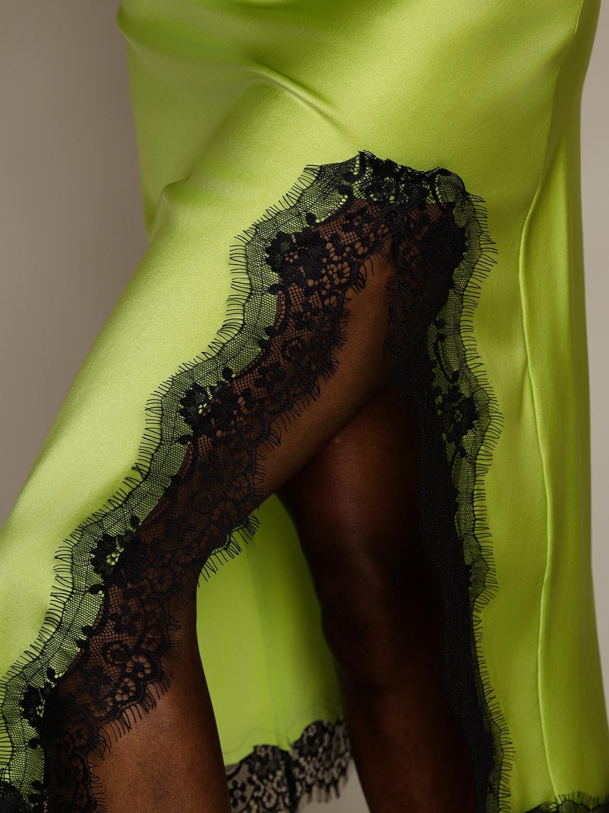 [Mintgrøn] SilkSilky-DK 19Momme Silke Split Nederdel 007