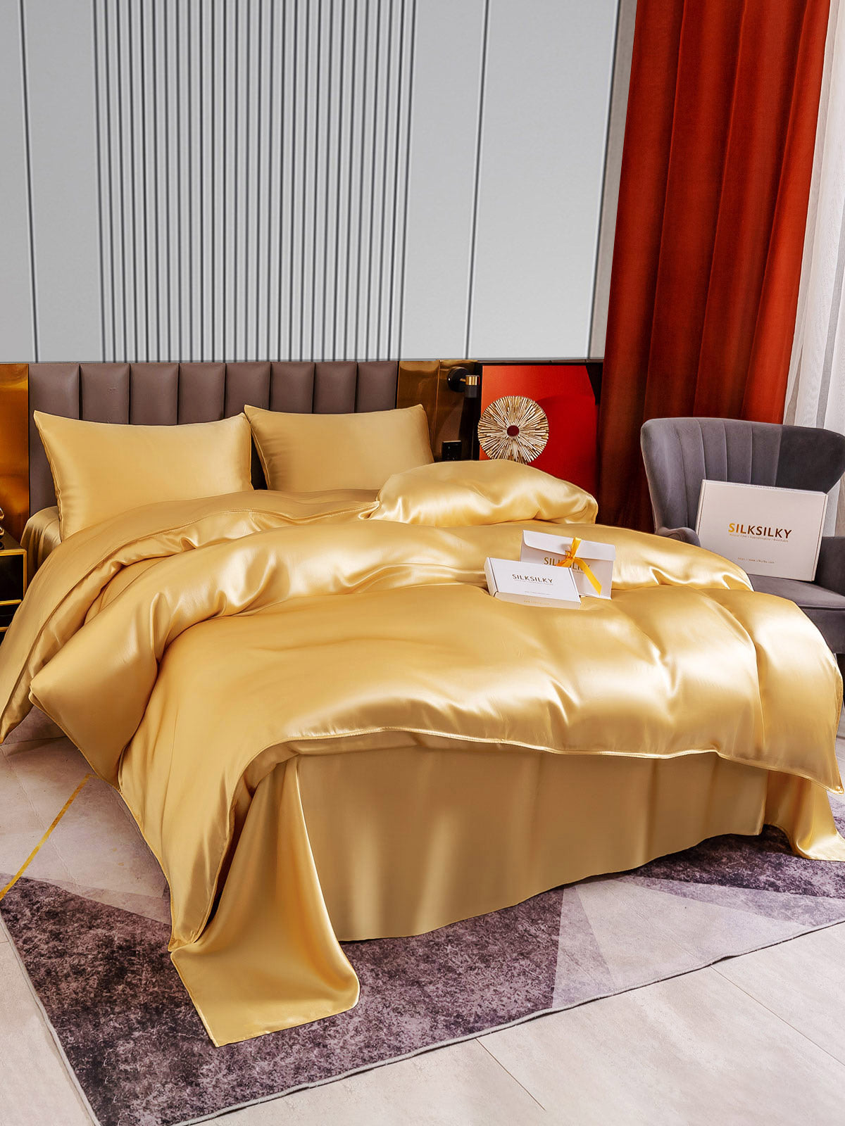[Champagne] SilkSilky-DK 22Momme Bedding Set 004