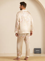 [Champagne] SilkSilky-DK Long Sleeve Notch Collar Pyjamas til Mænd 002