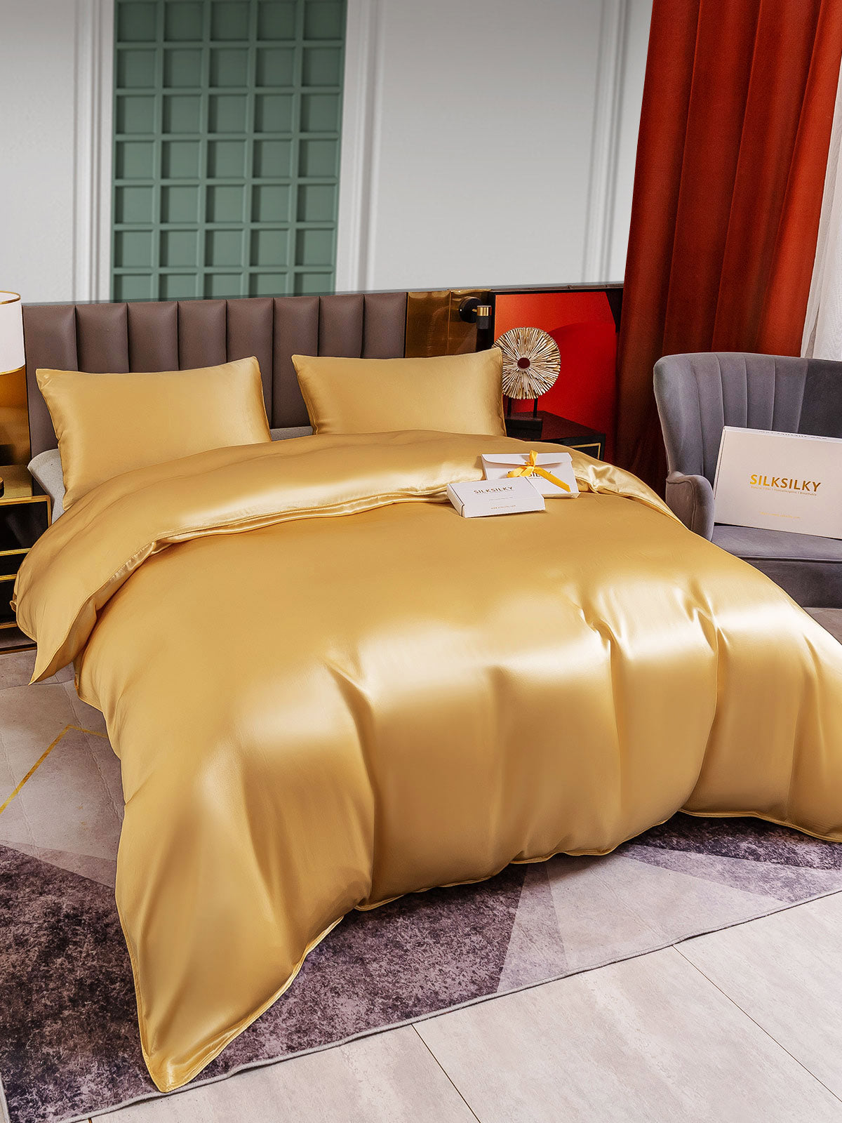 [Champagne] SilkSilky-DK 25Momme Bedding Set 001