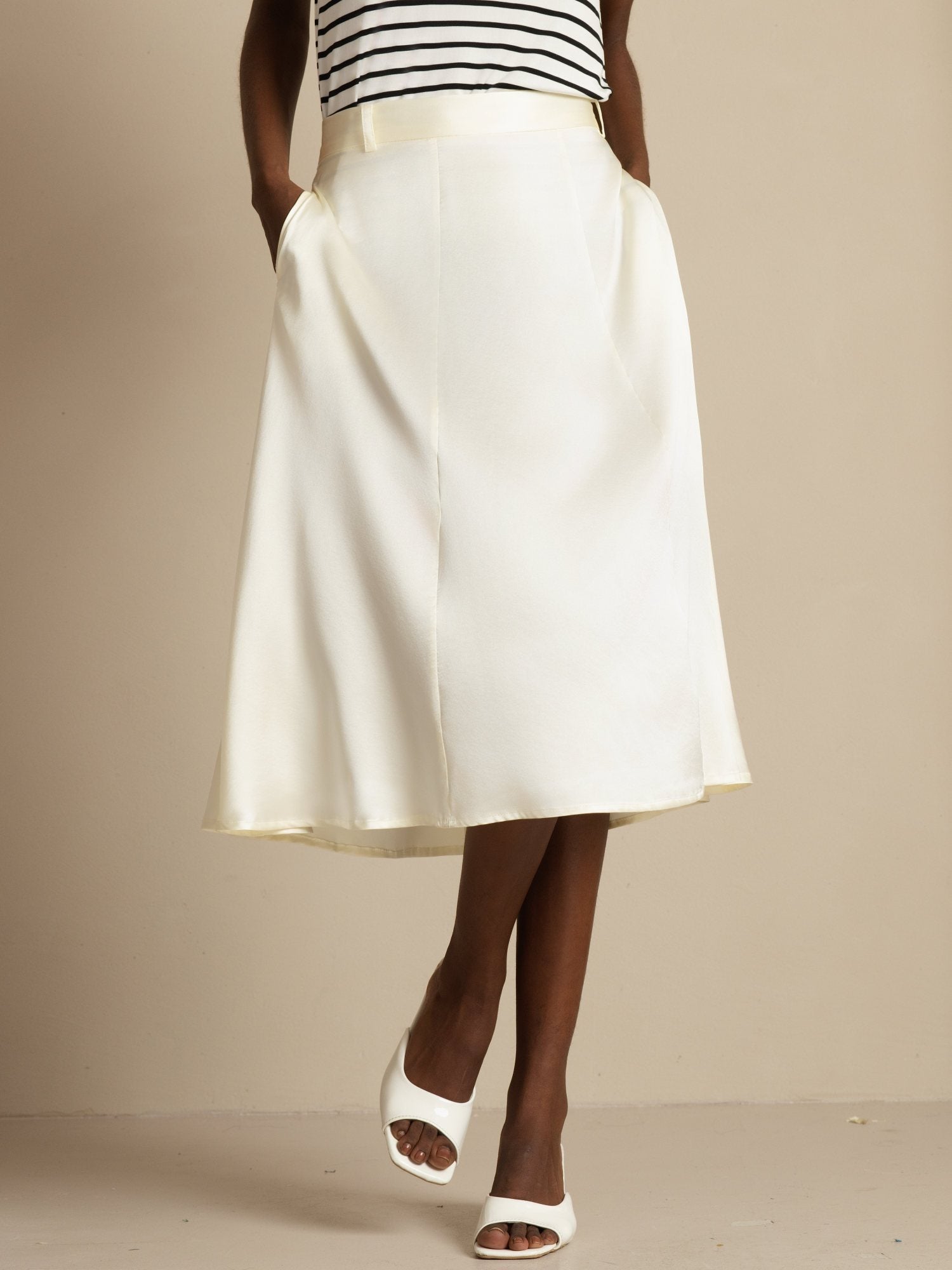 [Elfenben] SilkSilky-DK 19Momme Silke Skirt 003