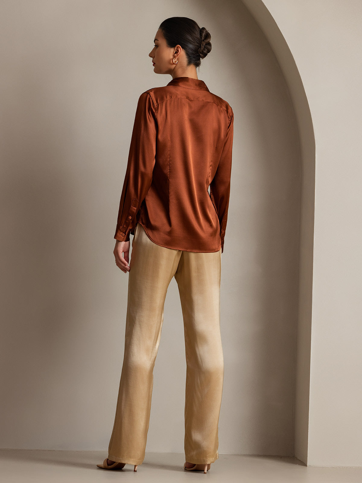 [Champagne] SilkSilky-DK 19Momme Silke Womens Pants 004