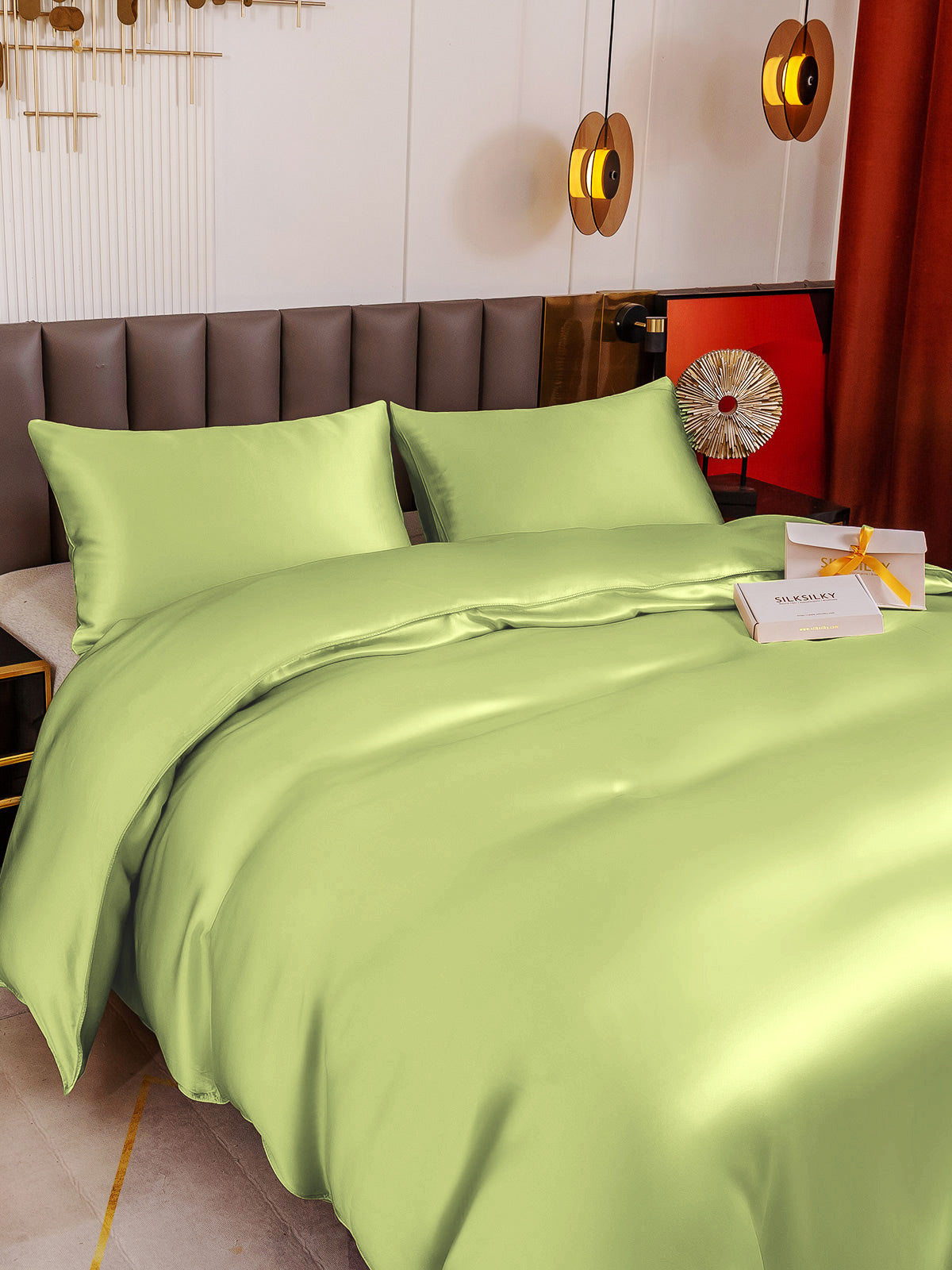 [Mintgrøn] SilkSilky-DK 19Momme Bedding Set 004