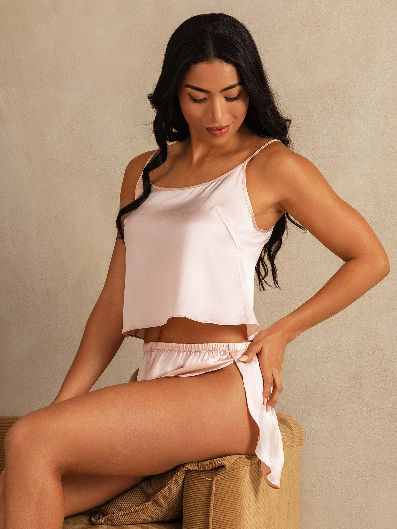 [Lyserød] SilkSilky-DK Camisole Set 003
