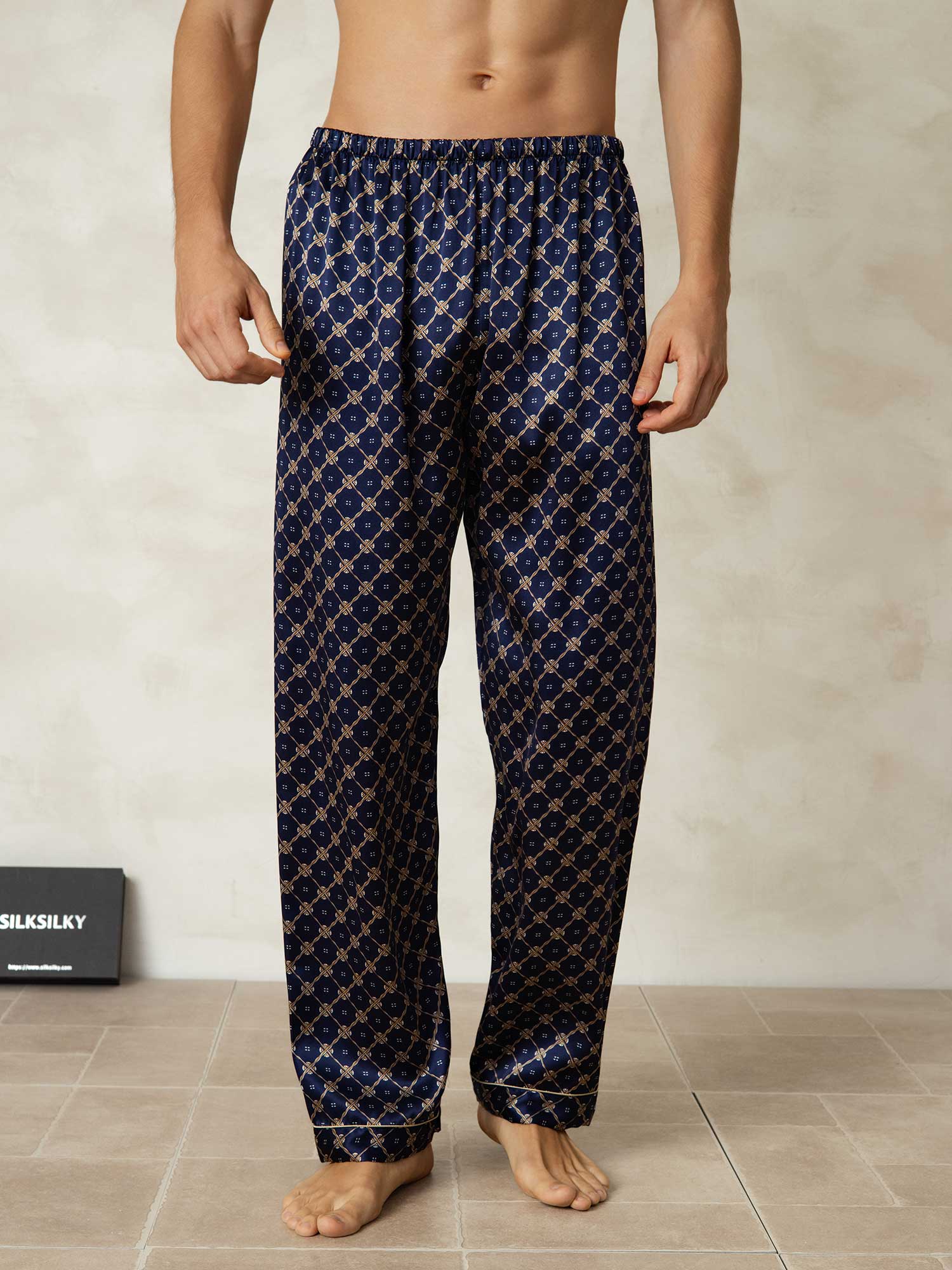[Marine Kæde] SilkSilky-DK Mens Sleep Bottoms 001