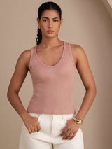 [Lyserød] SilkSilky-DK Sleeveless Deep V Neck Camisole Top 001