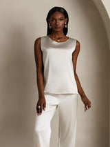 [Lysegrå] SilkSilky-DK Sleeveless Round Neck Camisole Top 005