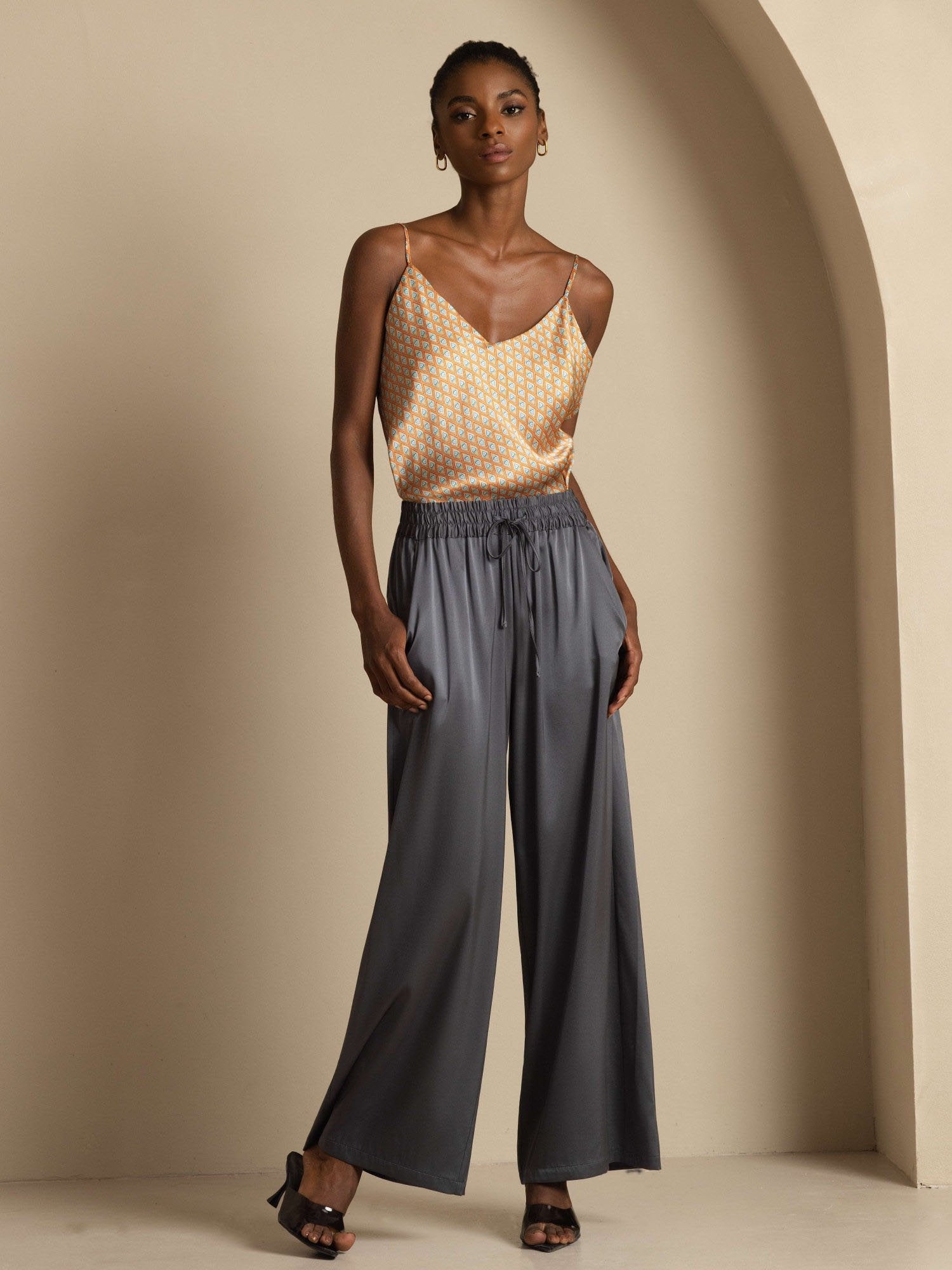 [Mørkegrå] SilkSilky-DK 19Momme Womens Pants 006