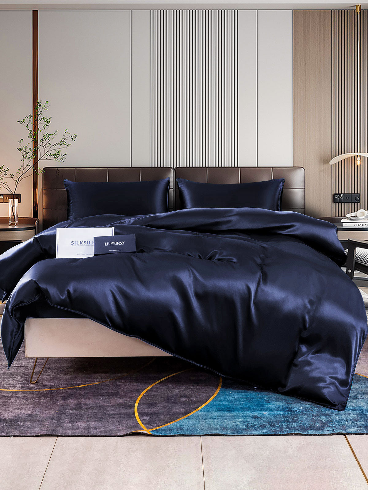 [Mørkeblå] SilkSilky-DK 22Momme Bedding Set 001