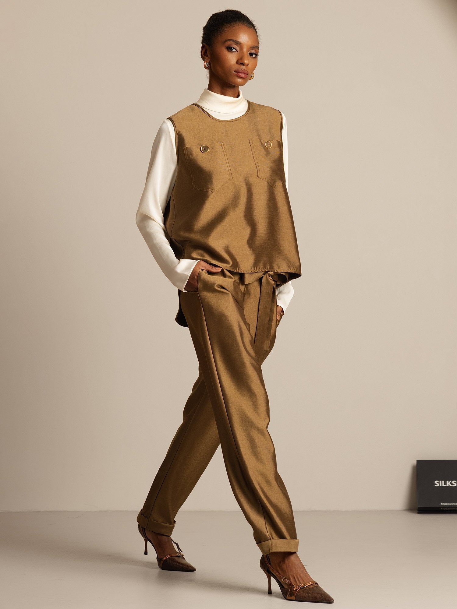 [Bronze] SilkSilky-DK 32Momme Silke Womens Vest 008,