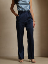 [Mørkeblå] SilkSilky-DK 19Momme Silke Womens Pants 001