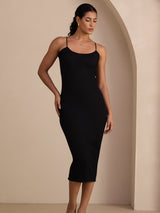 [Sort] SilkSilky-DK Square Neck Kjole 004