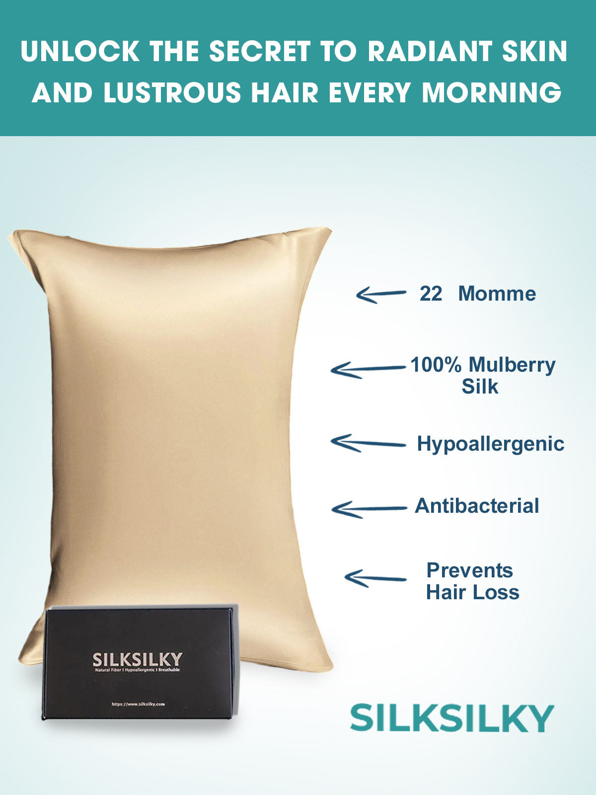 [Beige] SilkSilky-DK 22Momme Pillowcase 003