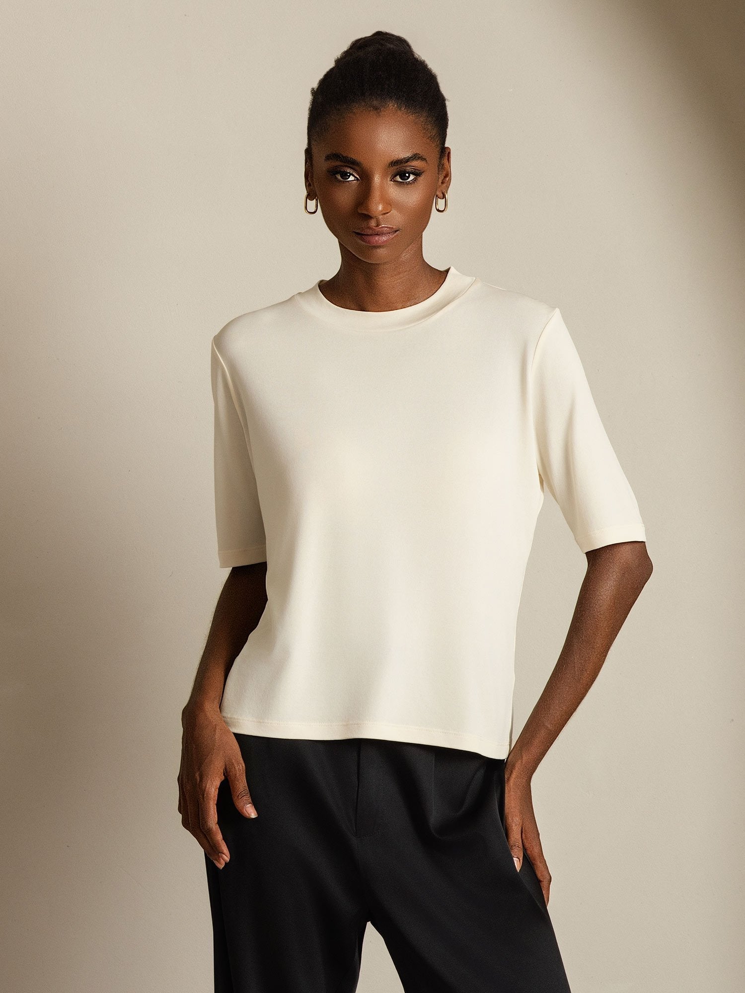[Beige] SilkSilky-DK Silke Womens T-Shirt 006