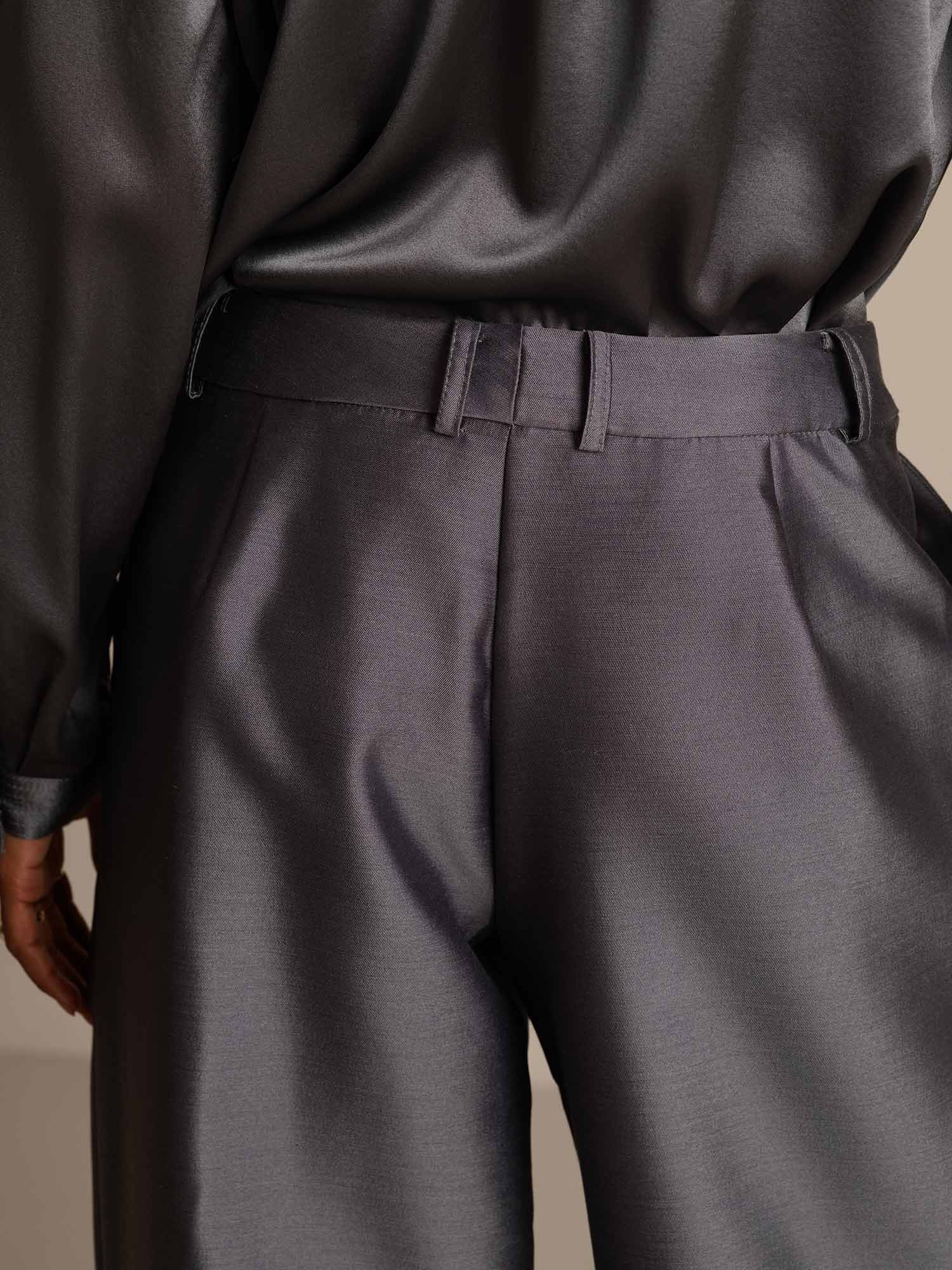 [Grå] SilkSilky-DK 32Momme Silke Womens Pants 005,