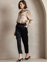 [Champagne] SilkSilky-DK Long Sleeve Lapel Collar Dameskjorte 008