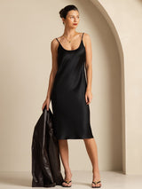 [Sort] SilkSilky-DK Sleeveless U hals Kjole 007