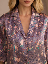 [Rosa Palme] SilkSilky-DK Half Sleeve Lapel Collar Dame Pyjamas 005
