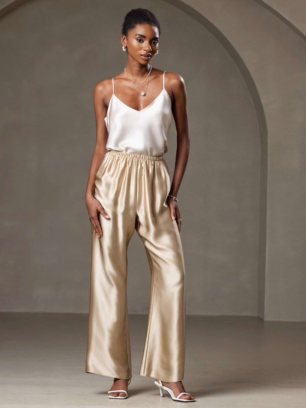 [Beige] SilkSilky-DK Camisoles 005