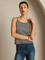 [Sort Stribe] SilkSilky-DK Square Neck Camisole Top 003