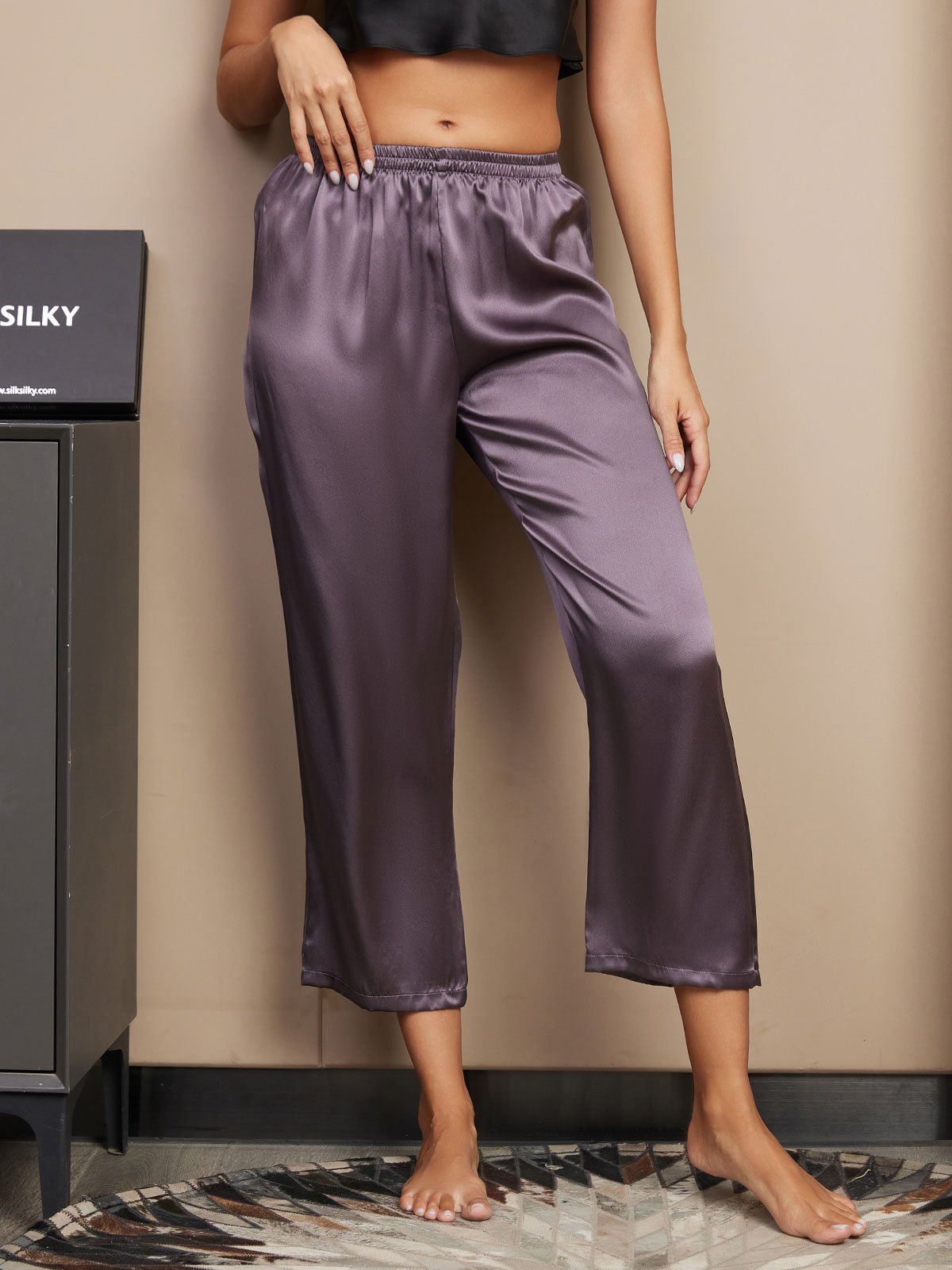[Lilla Grå] SilkSilky-DK Womens Sleep Bottoms 003