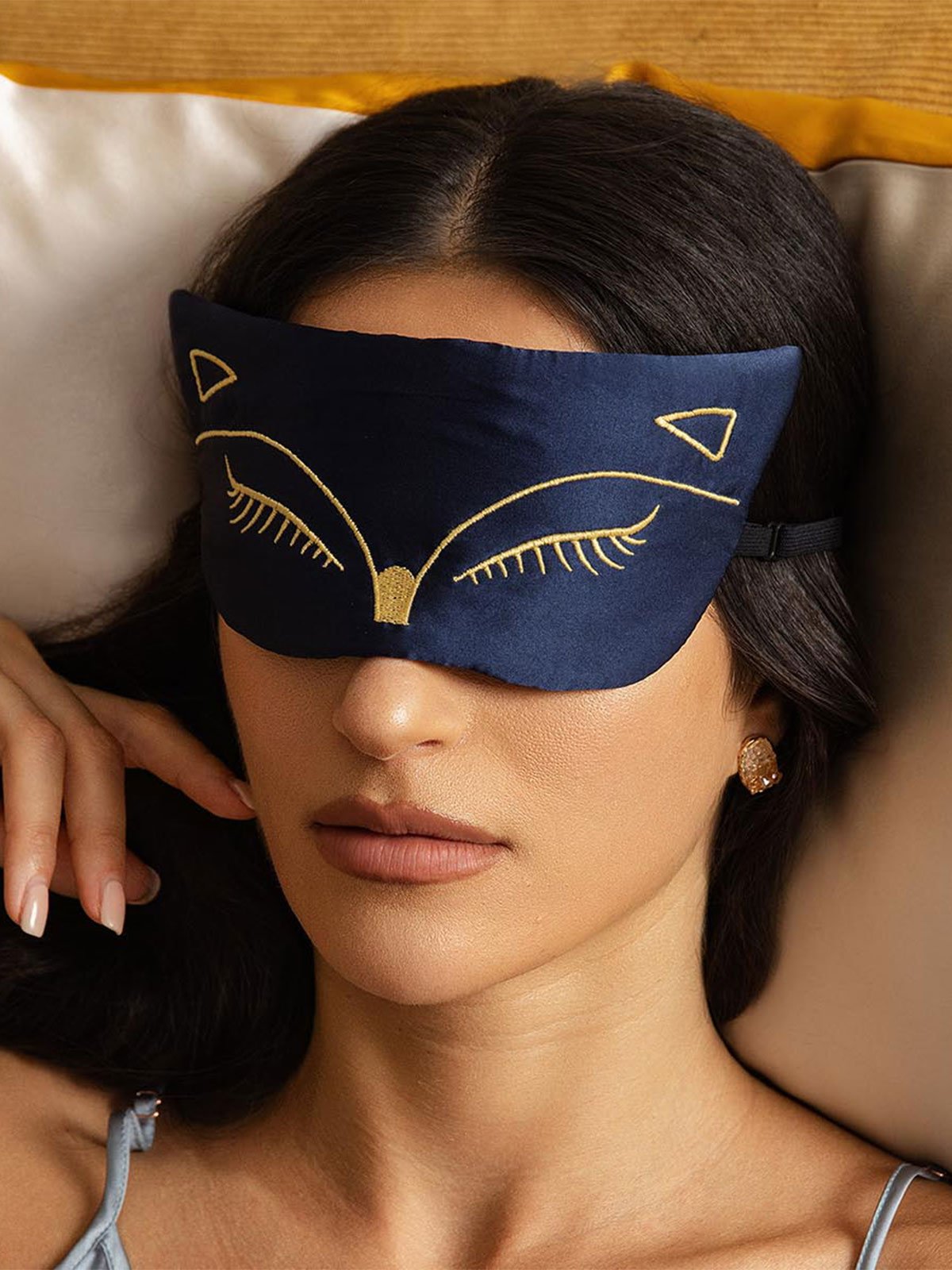 [Mørkeblå] SilkSilky-DK Silke Eye Mask 004