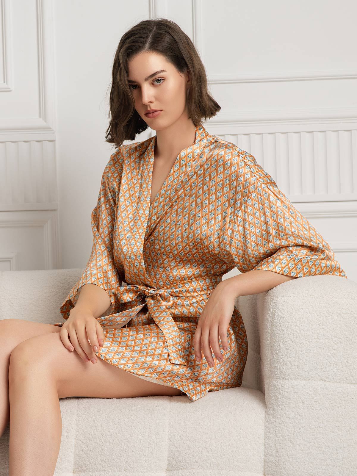 SilkSilky-DK Womens Robe Champagne 001