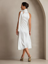 [Hvid] SilkSilky-DK Sleeveless Halter Kjole 002