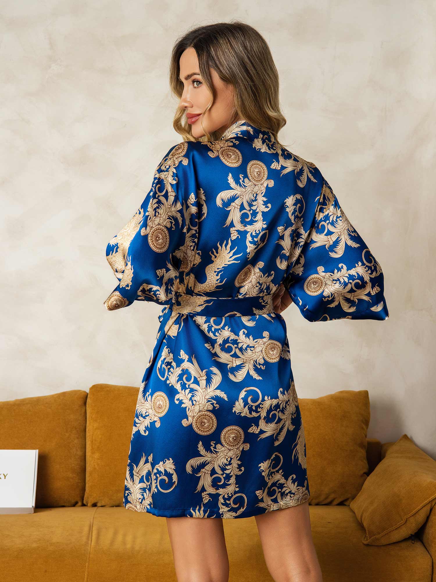 [Blå] SilkSilky-DK Womens Robe 002