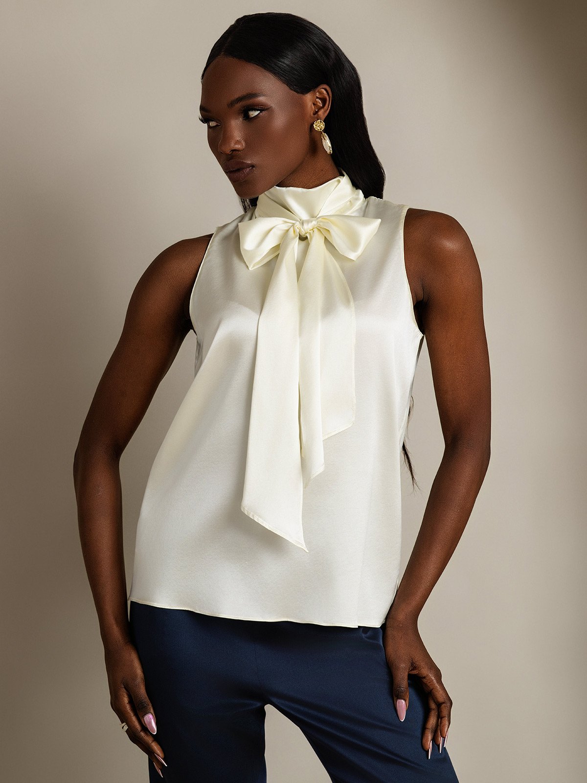SilkSilky-DK 19Momme Silke Womens Shirt Elfenben 003