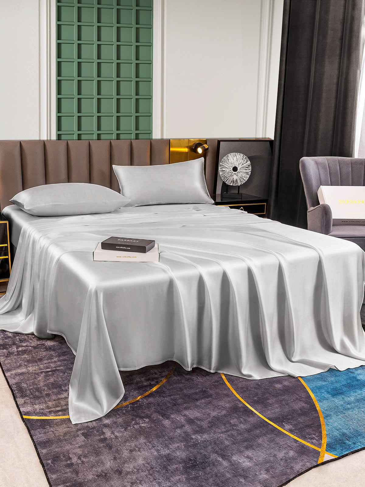 [Sølv] SilkSilky-DK 25Momme Bedding Set 003
