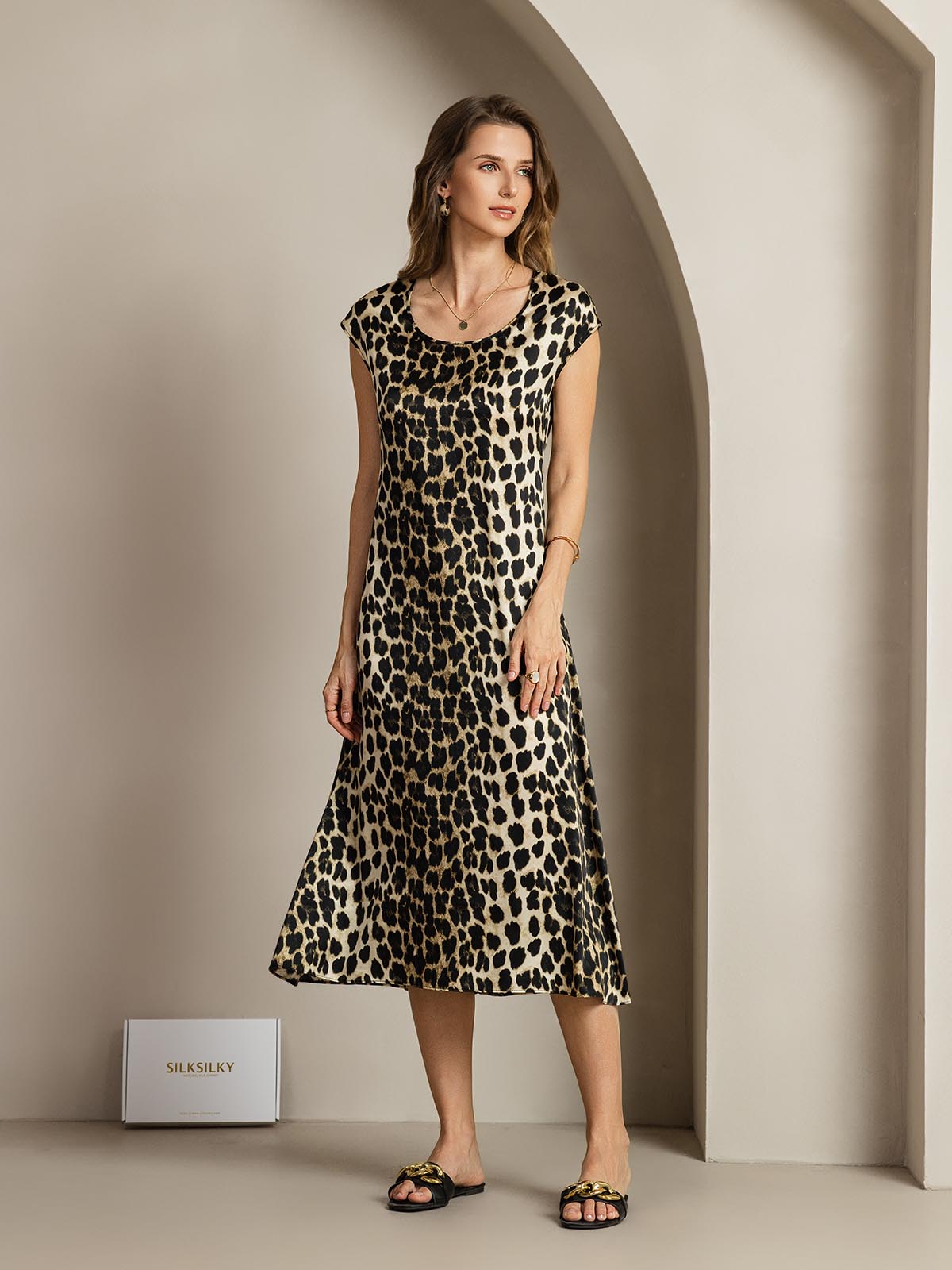 [Leopard] SilkSilky-DK 19Momme Silke Dress 008