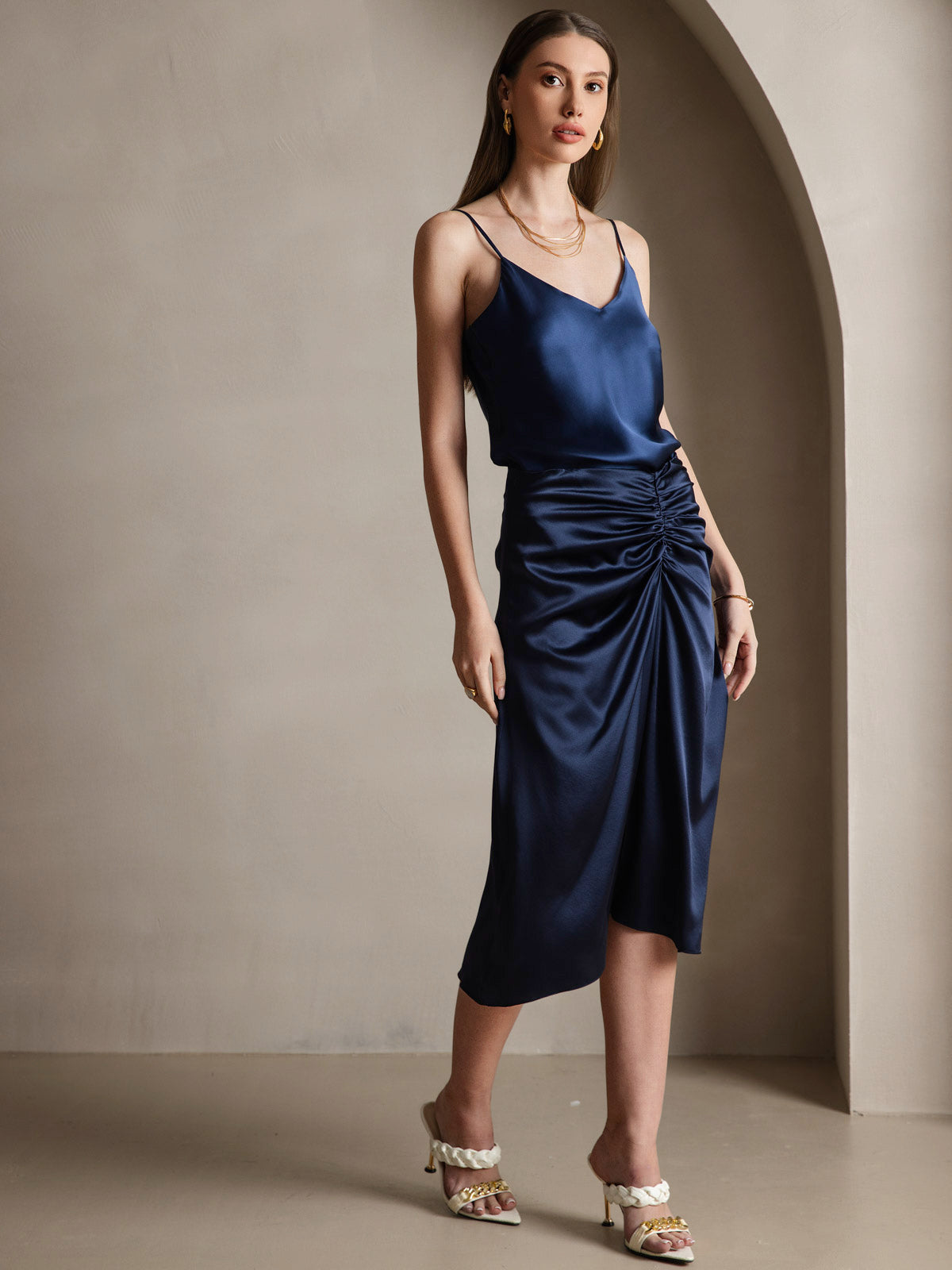 [Mørkeblå] SilkSilky-DK Camisoles 004