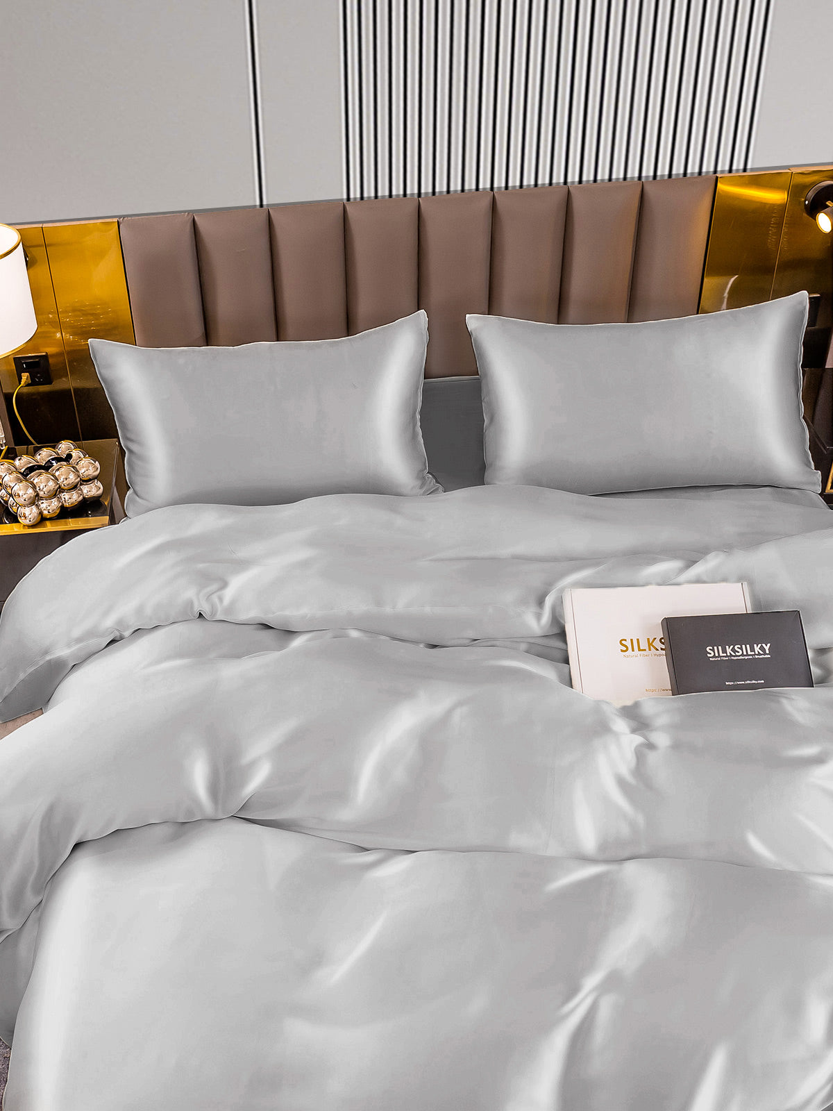 [Sølv] SilkSilky-DK 22Momme Bedding Set 005
