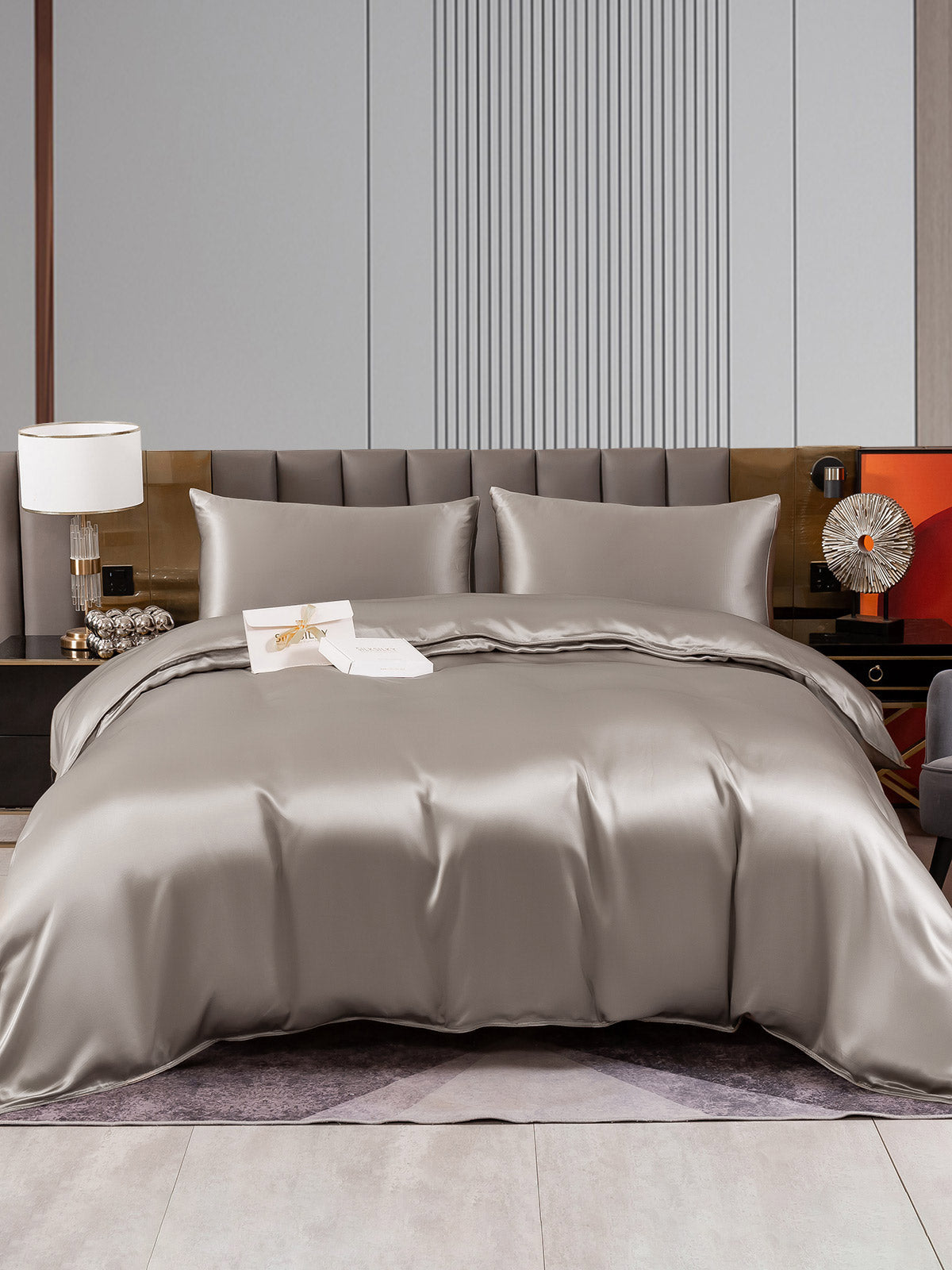 [Grå] SilkSilky-DK 22Momme Bedding Set 001