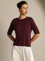 [Windsorvin] SilkSilky-DK Half Sleeve Crew Neck T-shirt til kvinder 001