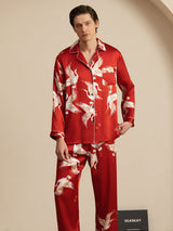 [Vin] SilkSilky-DK Long Sleeve Notch Collar Pyjamas til Mænd 006