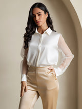 [Hvid] SilkSilky-DK 19Momme Silke Womens Shirt 001,