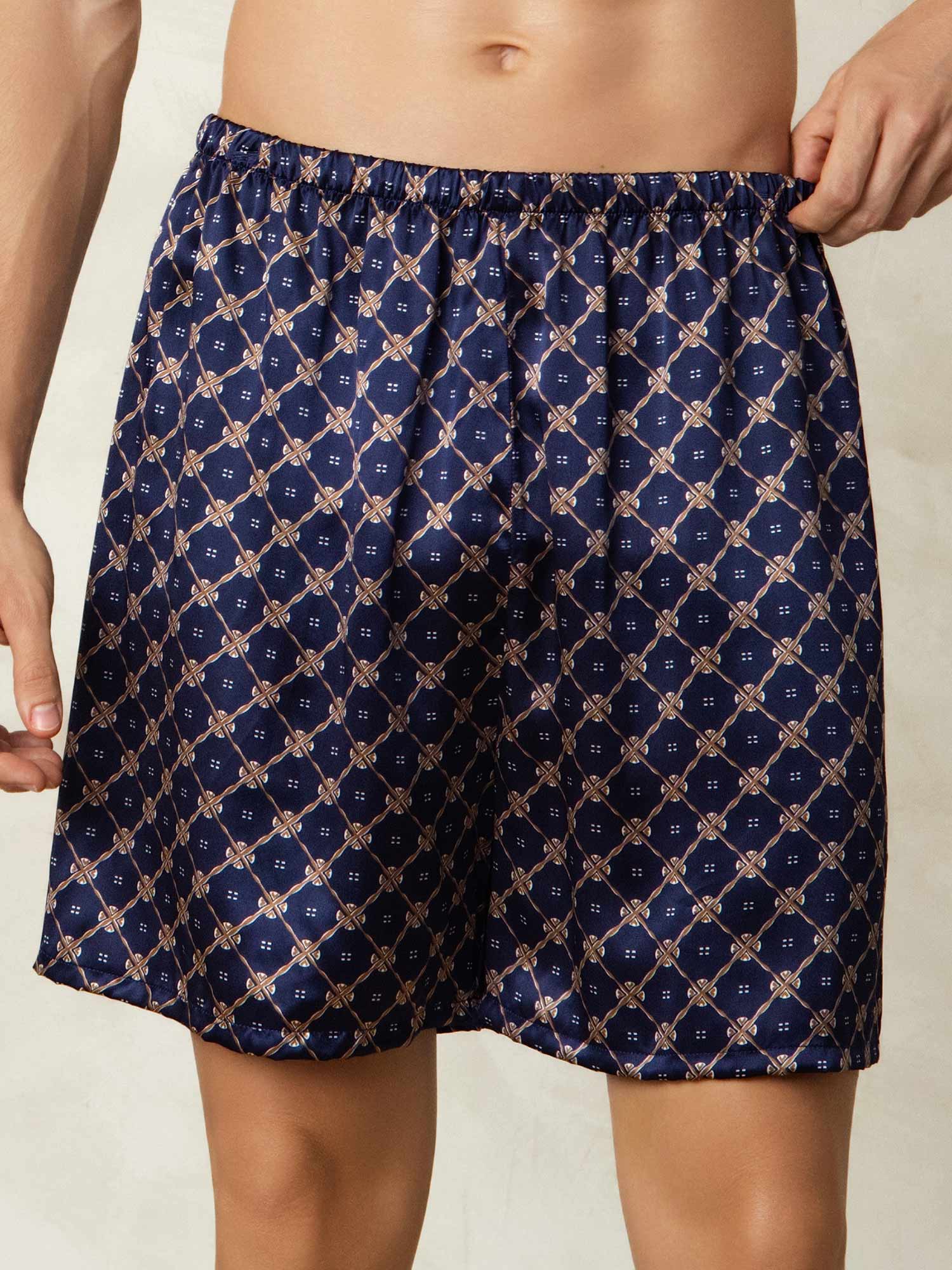 [Marine Kæde] SilkSilky-DK 19Momme Mens Sleep Bottoms 005
