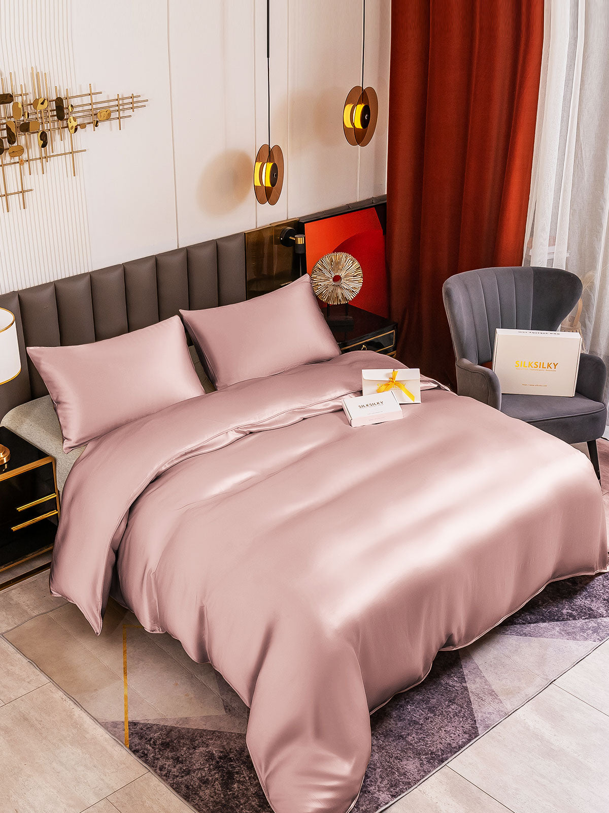 [Bleg Mauve] SilkSilky-DK 19Momme Bedding Set 004