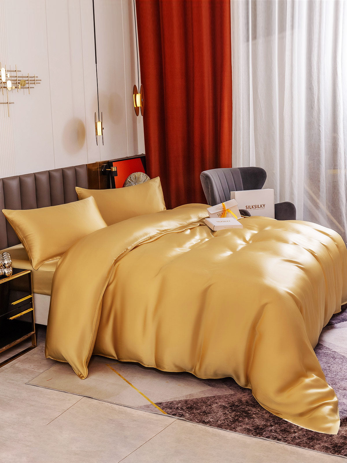 [Champagne] SilkSilky-DK 19Momme Bedding Set 005