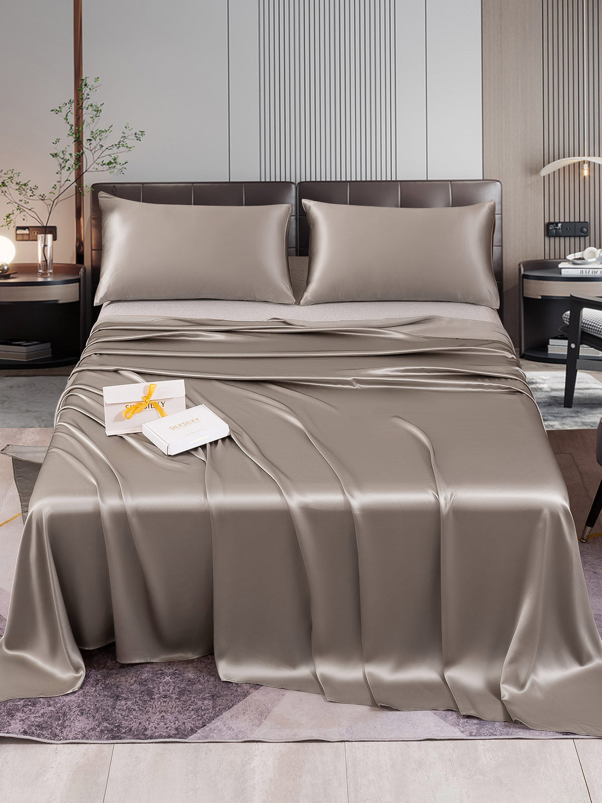[Grå] SilkSilky-DK 22Momme Bedding Set 001