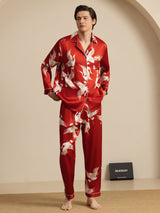 [Vin] SilkSilky-DK Long Sleeve Notch Collar Pyjamas til Mænd 004