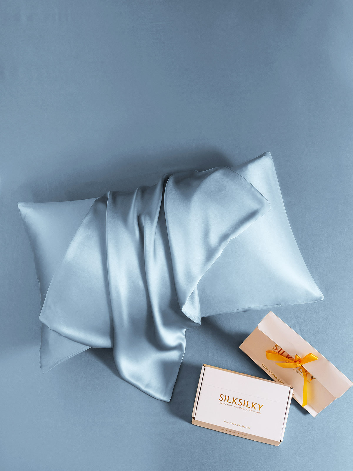 [Lyseblå] SilkSilky-DK 19Momme Pillowcase 005