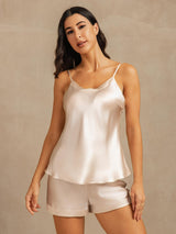 [Beige] SilkSilky-DK V Neck Camisole Sæt 001
