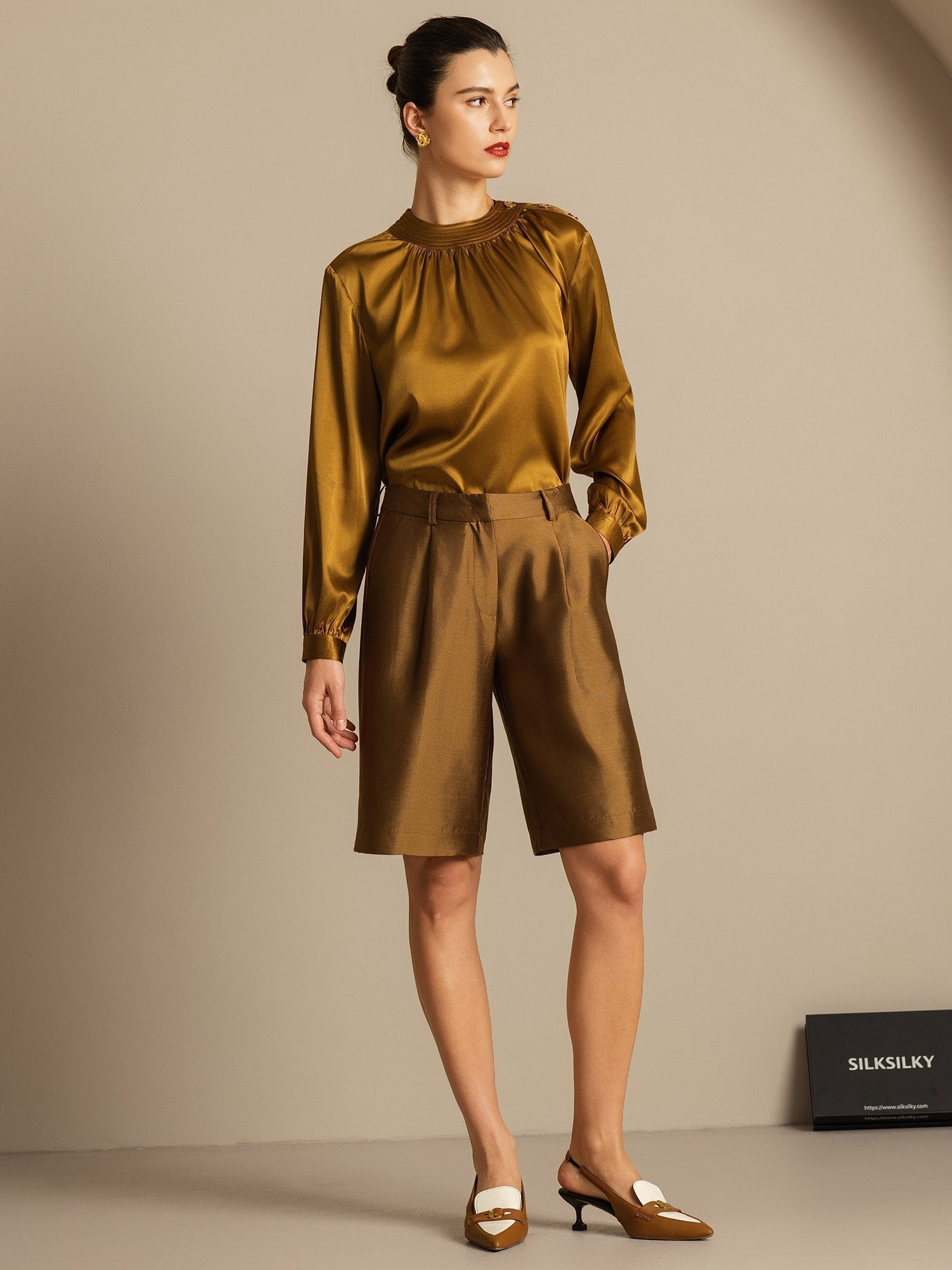 [Bronze] SilkSilky-DK 32Momme Silke Womens Shorts 008,