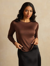 [Kaffe] SilkSilky-DK Long Sleeve Crew Neck T-shirt til kvinder 006