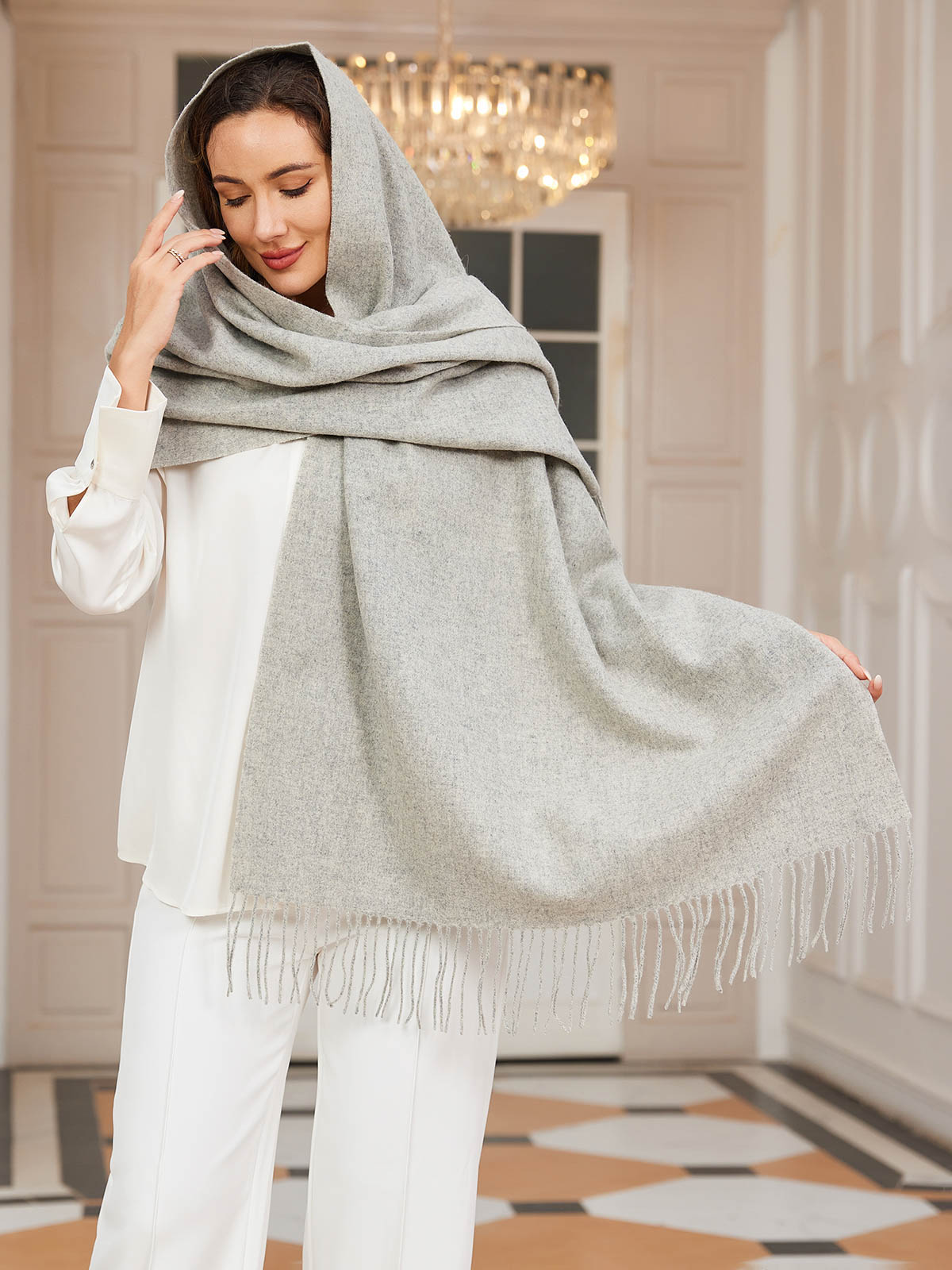 [Lysegrå] SilkSilky-DK Scarf 003